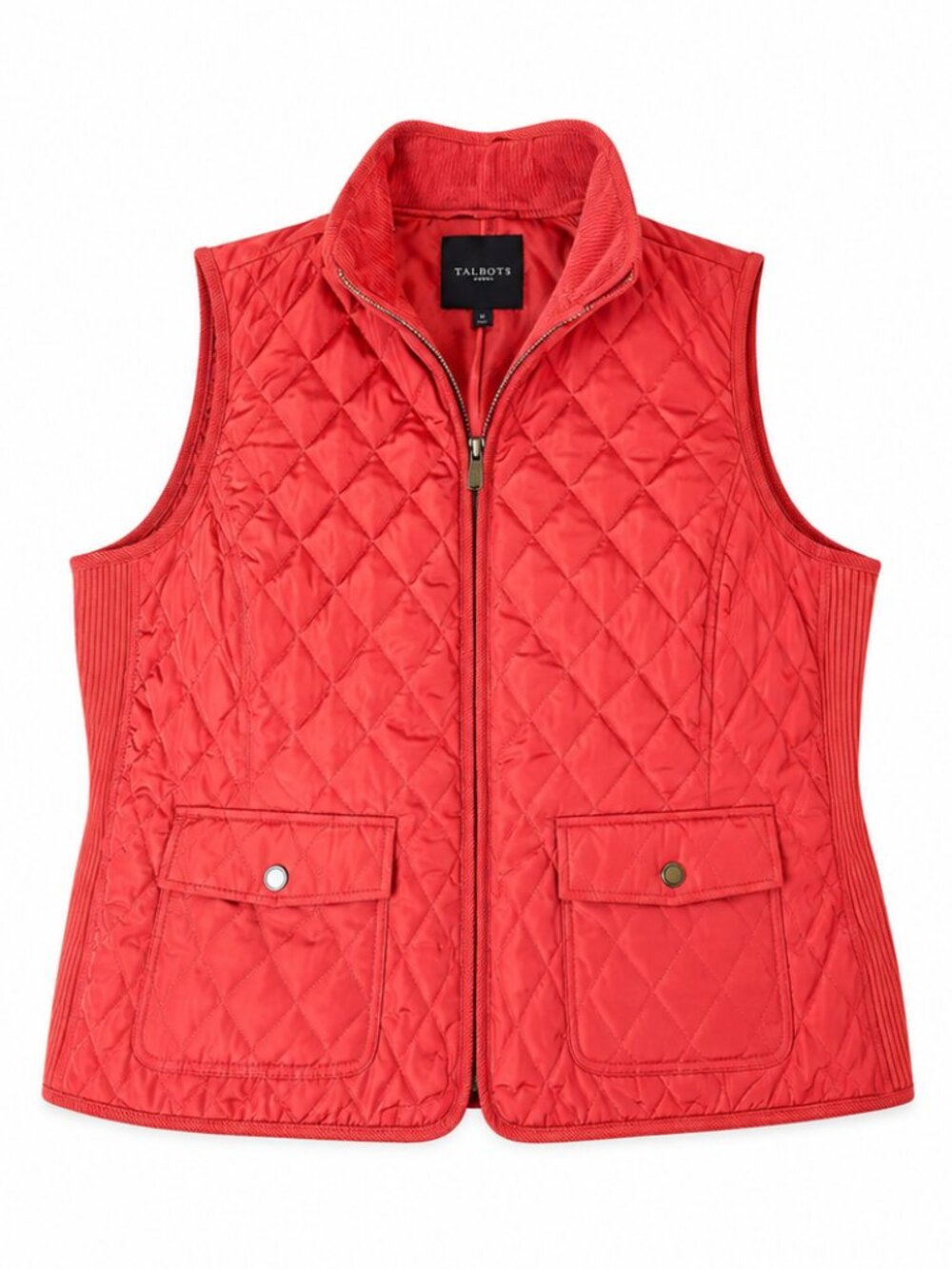 Talbots Quilted Vest Women’s 3X Coral Red Full Zip Lightweight Plus Size